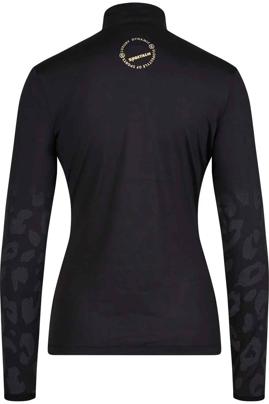 Sportalm Ski Base Layer in Black with Black Leopard Print 9823007761