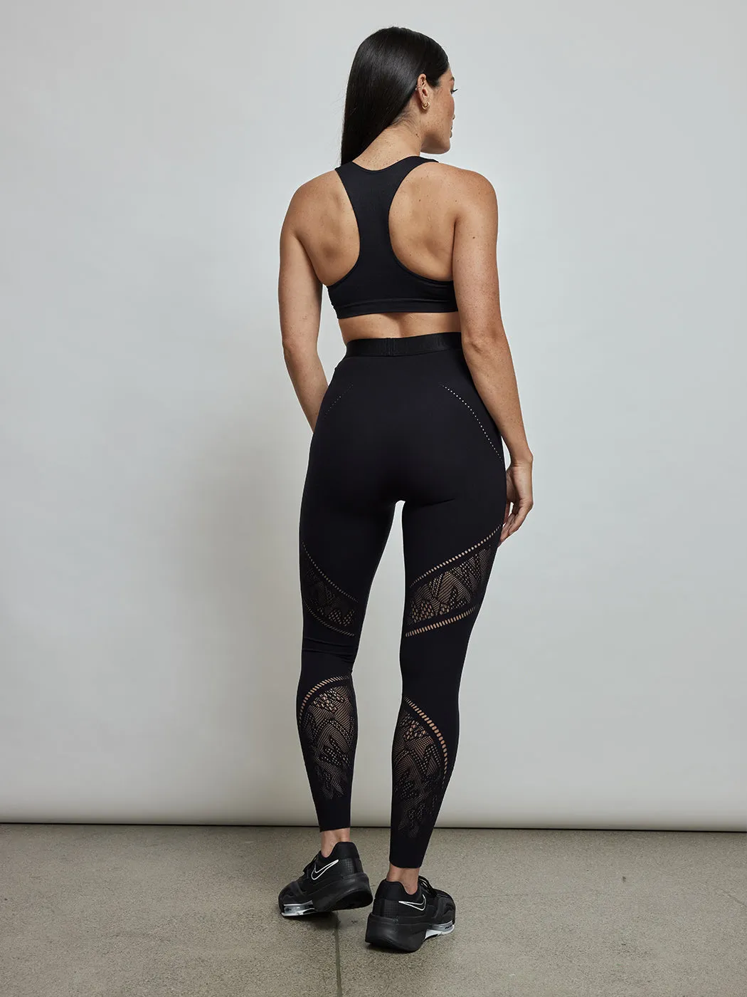 Sporty Logo Net Leggings - Black