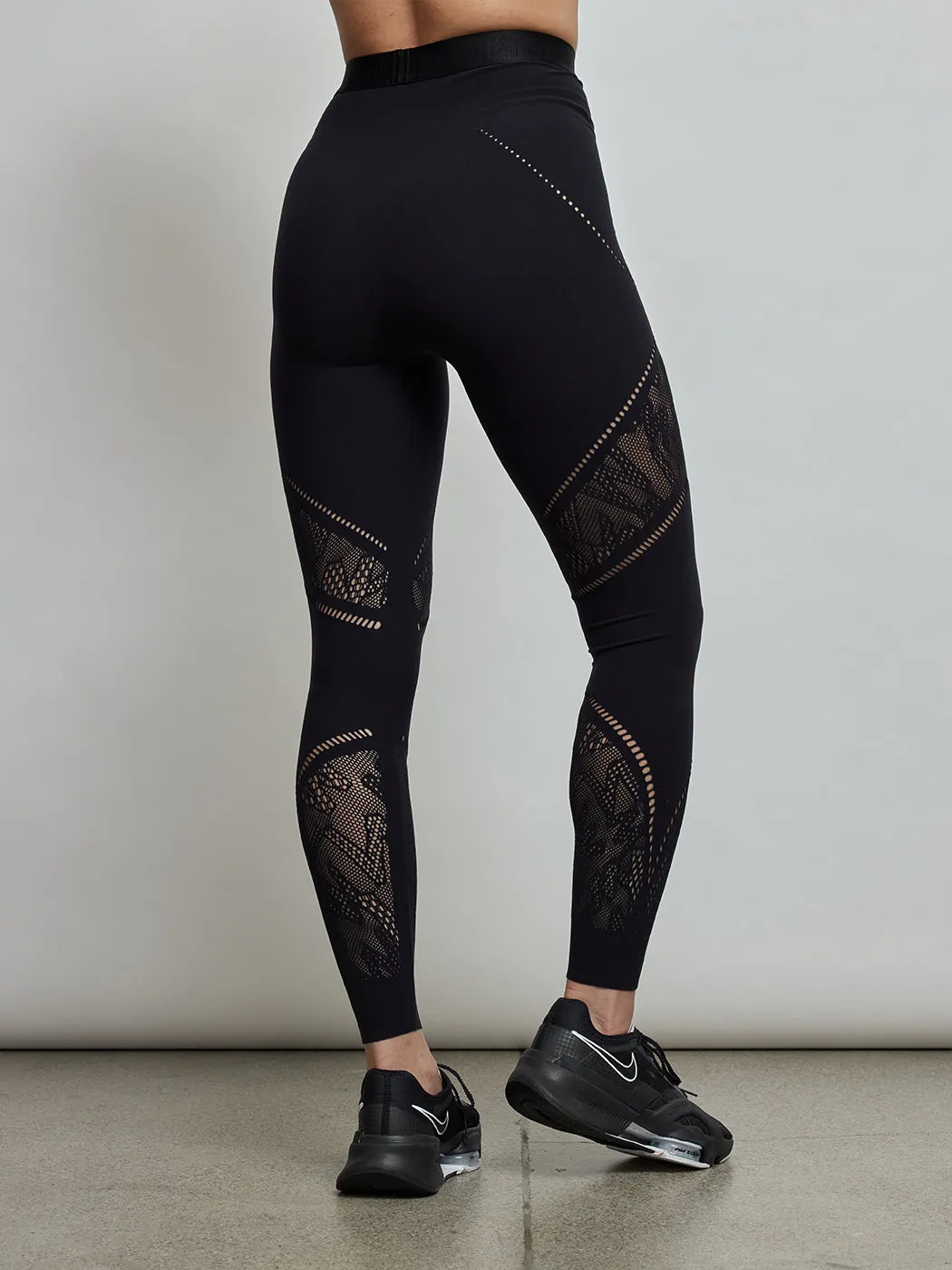 Sporty Logo Net Leggings - Black