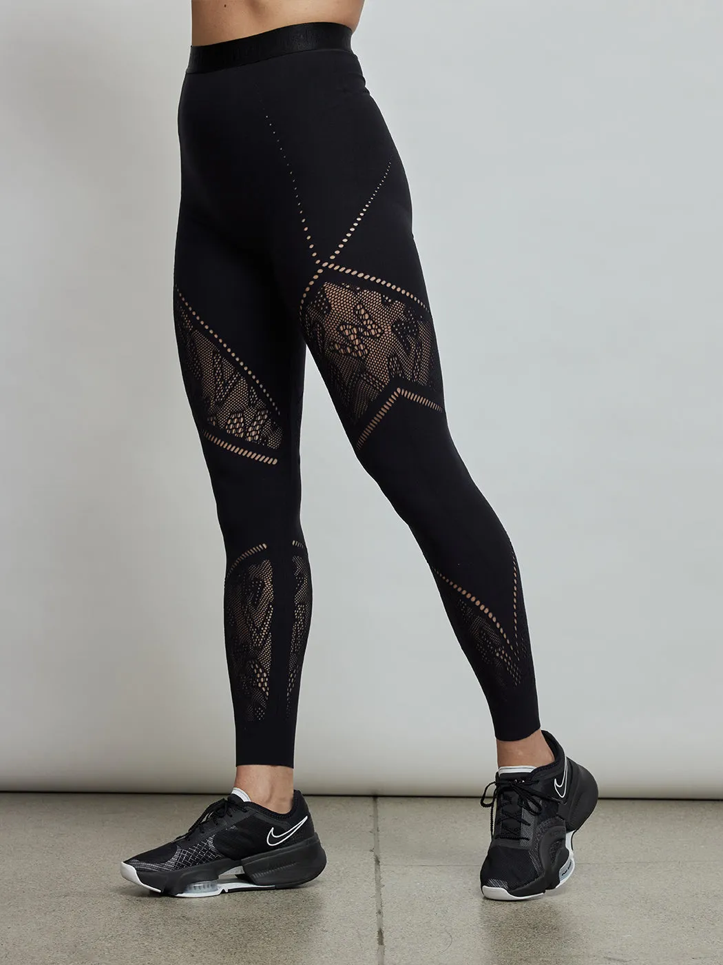 Sporty Logo Net Leggings - Black