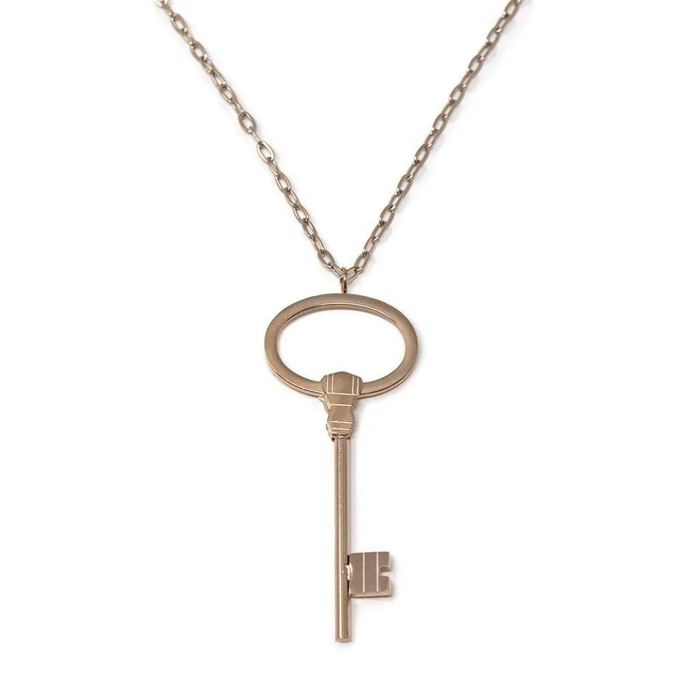 Stainless Steel Key Necklace Rose Gold Plated