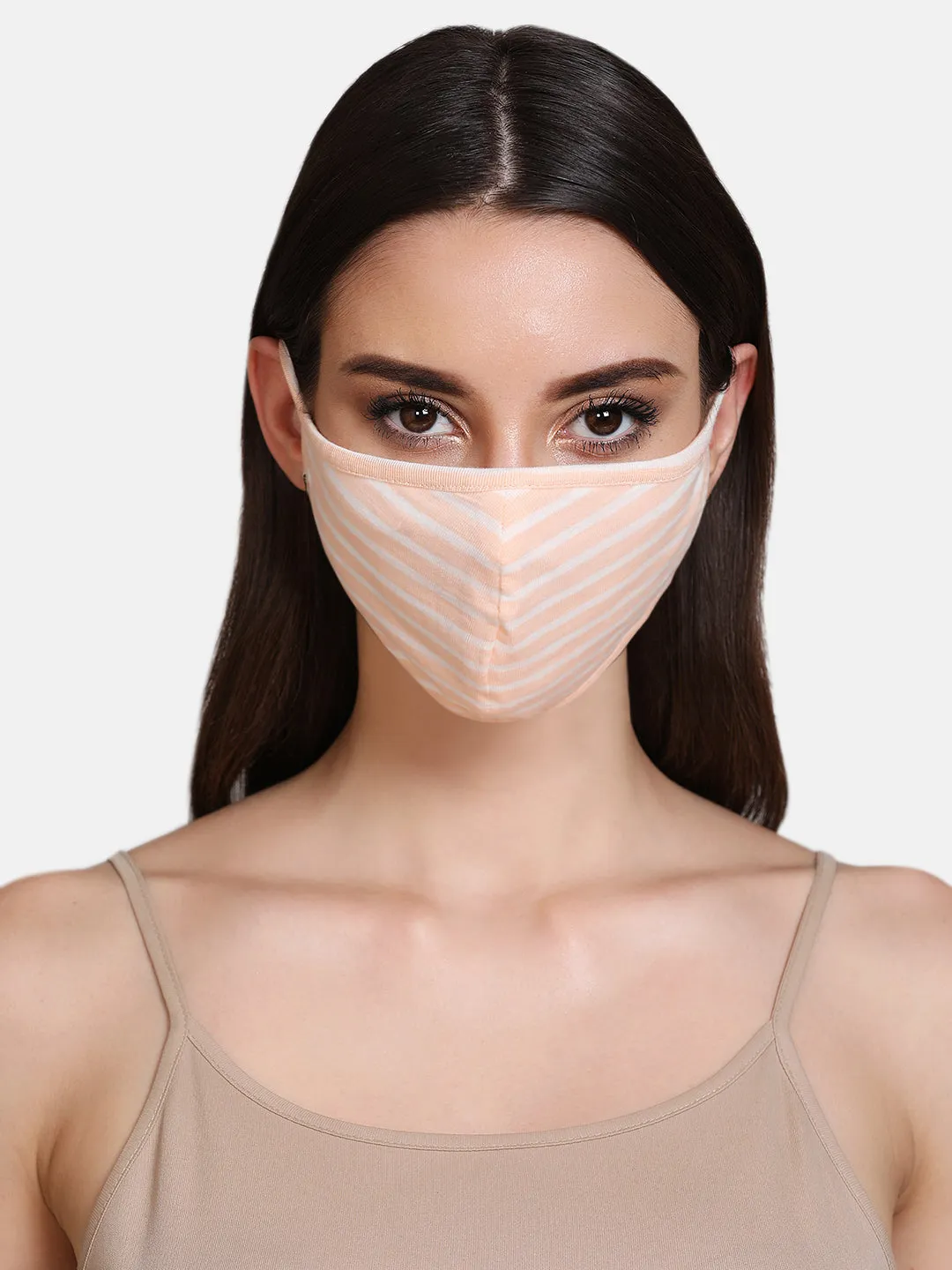 Striped Cotton Jersey 3 Layer Face Mask