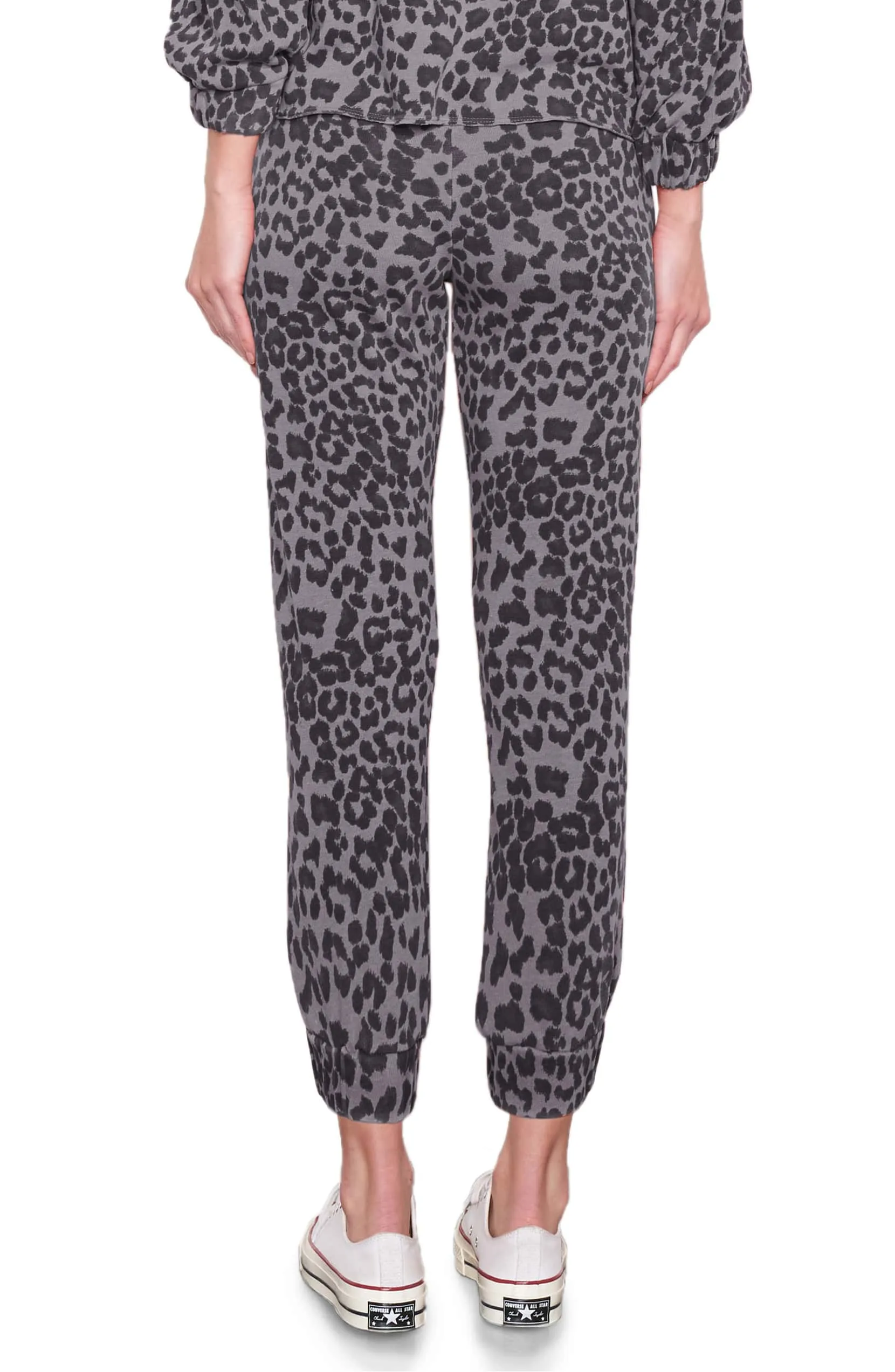 Sundry Leopard Print Jogger Pant Charcoal