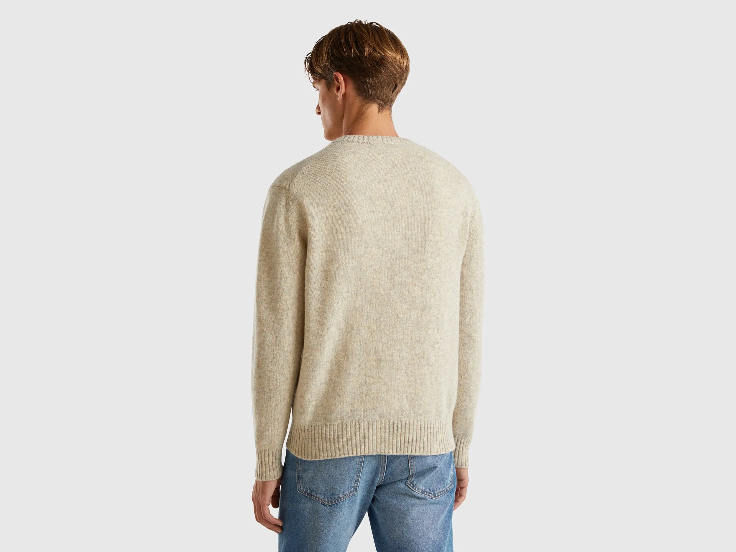 Sweater in Shetland wool - Beige | Benetton