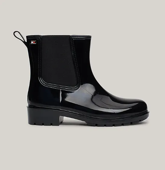 Tommy Hilfiger Patent Cleat Rain Boots - Black