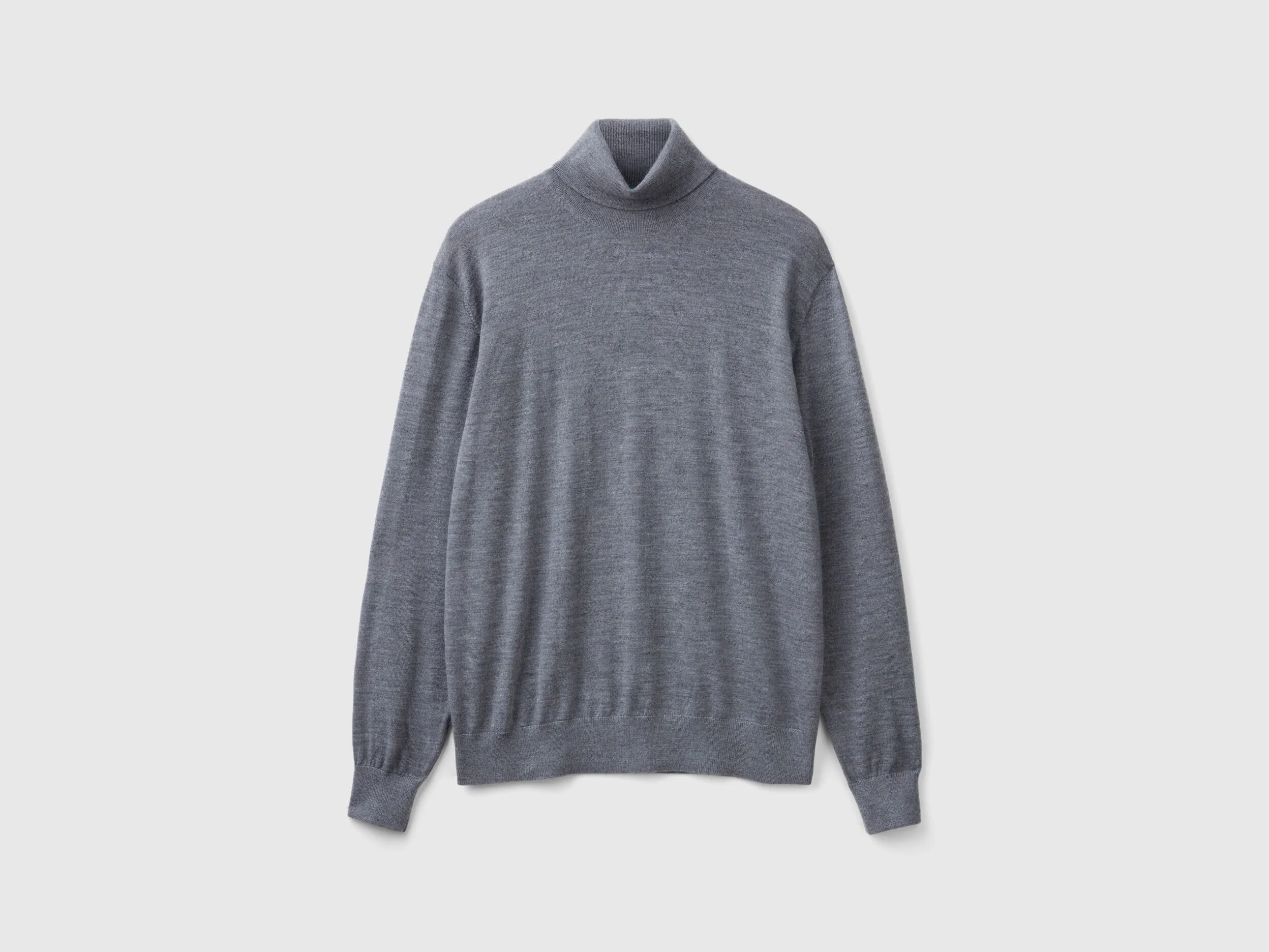 Turtleneck in pure Merino wool - Dark Gray | Benetton