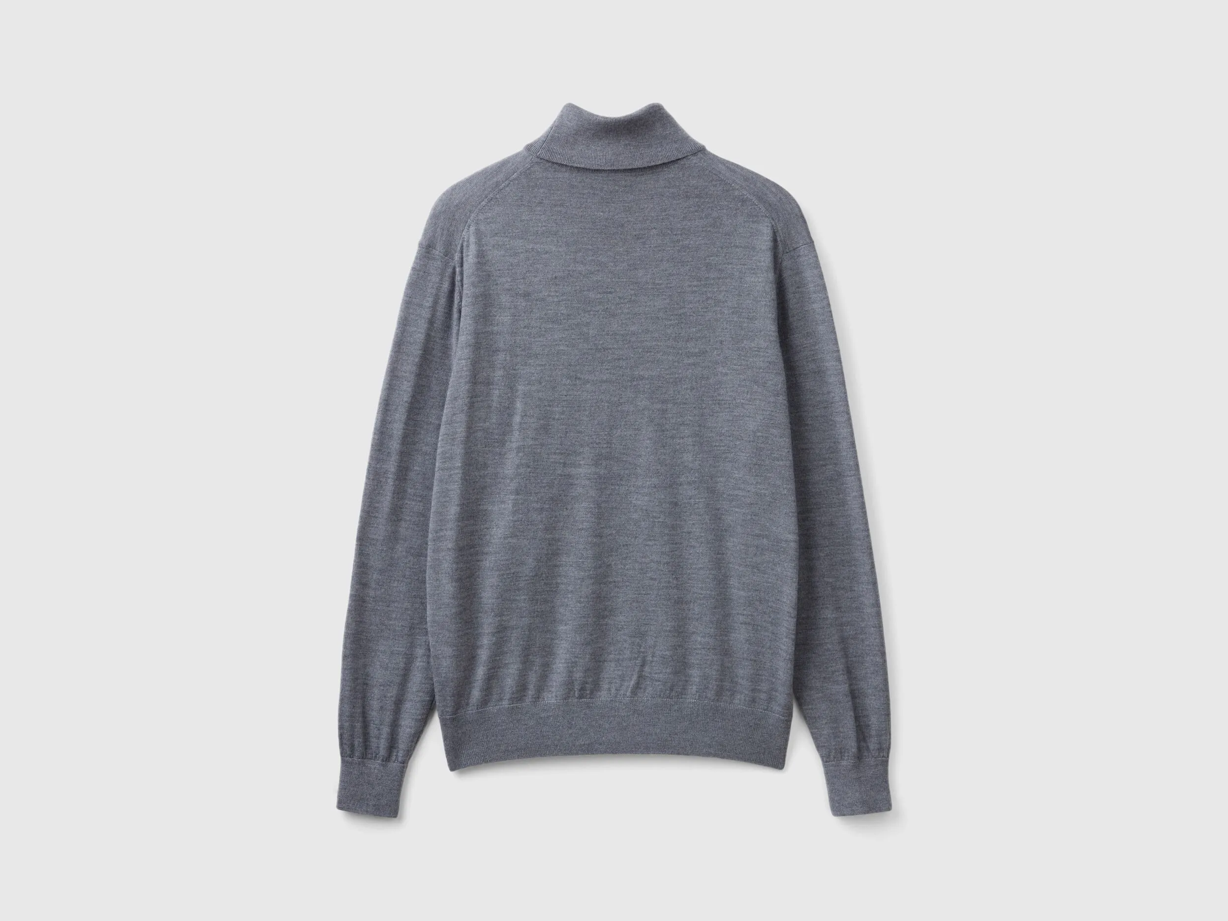 Turtleneck in pure Merino wool - Dark Gray | Benetton