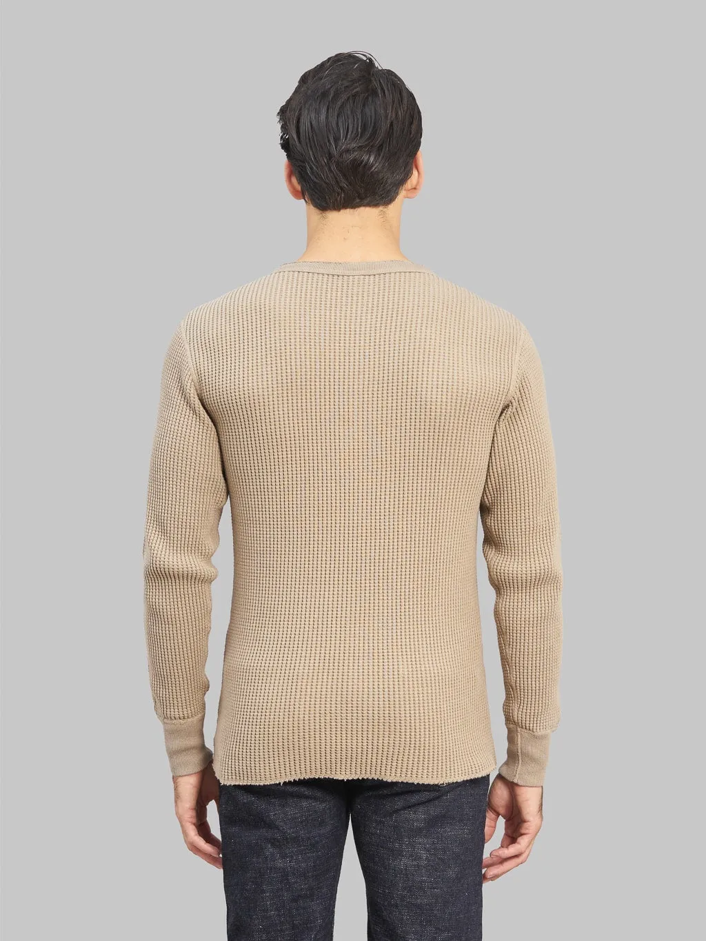 UES Thermal Big Waffle Henley T-Shirt Beige