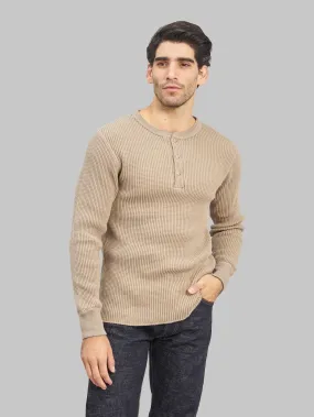 UES Thermal Big Waffle Henley T-Shirt Beige