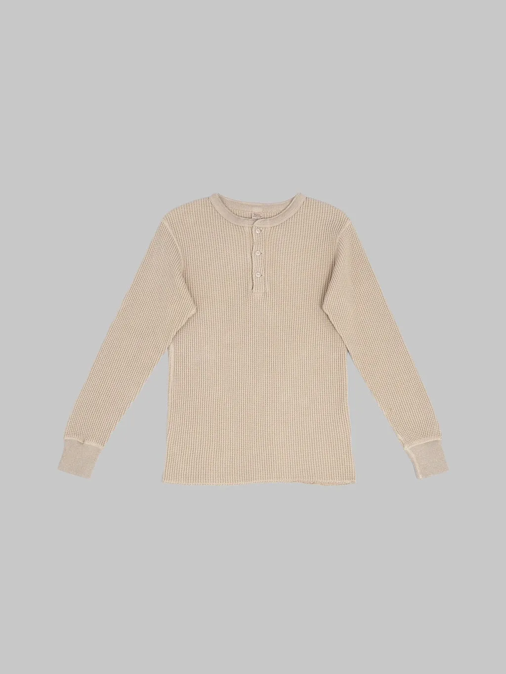 UES Thermal Big Waffle Henley T-Shirt Beige