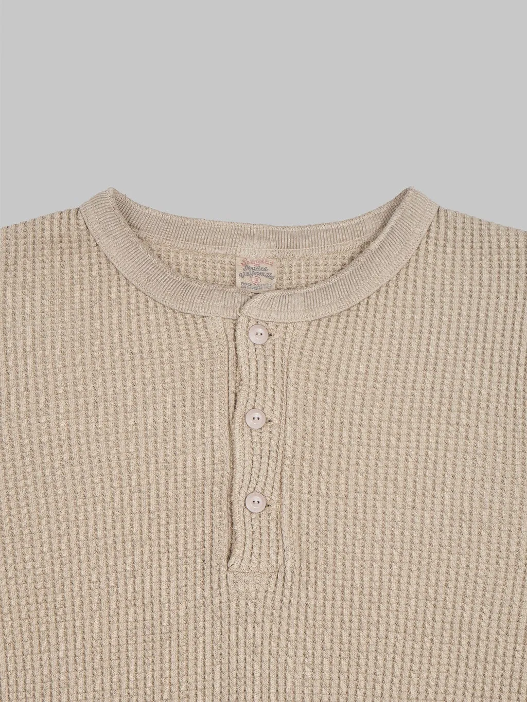 UES Thermal Big Waffle Henley T-Shirt Beige