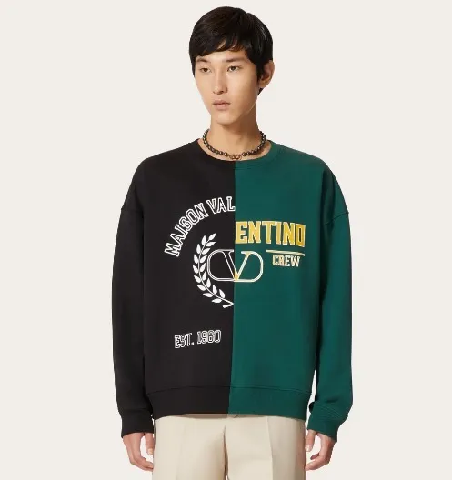 VALENTINO  |Crew Neck Street Style Long Sleeves Cotton Logo Luxury