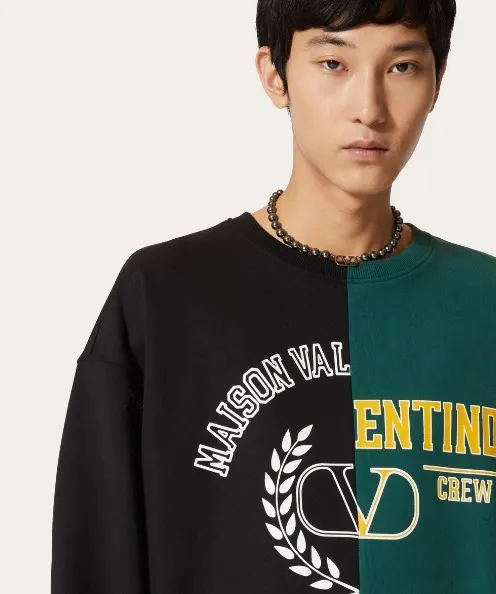 VALENTINO  |Crew Neck Street Style Long Sleeves Cotton Logo Luxury