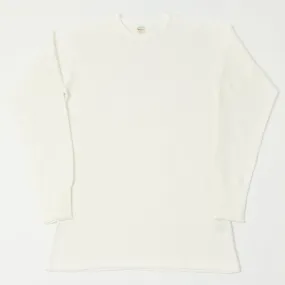 Warehouse 5903 LS Waffle Knit Crew Neck Tee - Off White