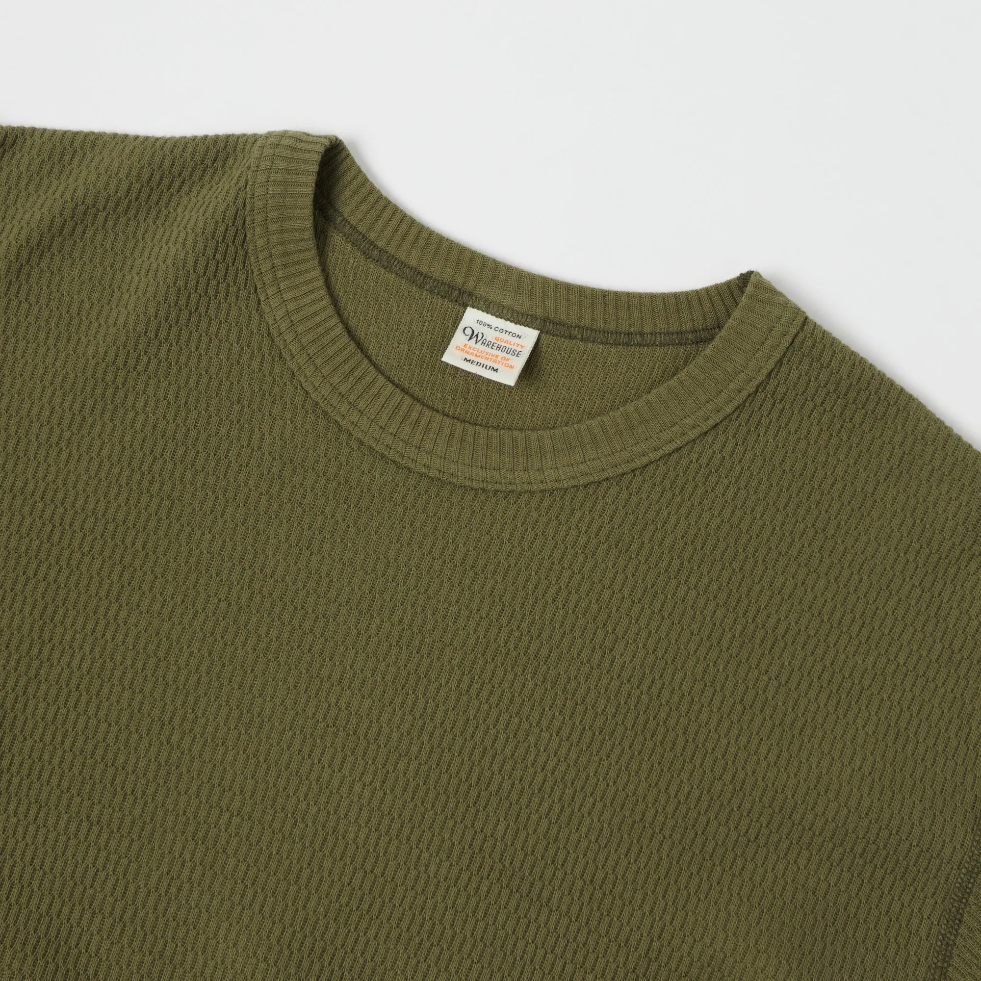 Warehouse 5903 LS Waffle Knit Crew Neck Tee - Olive Drab