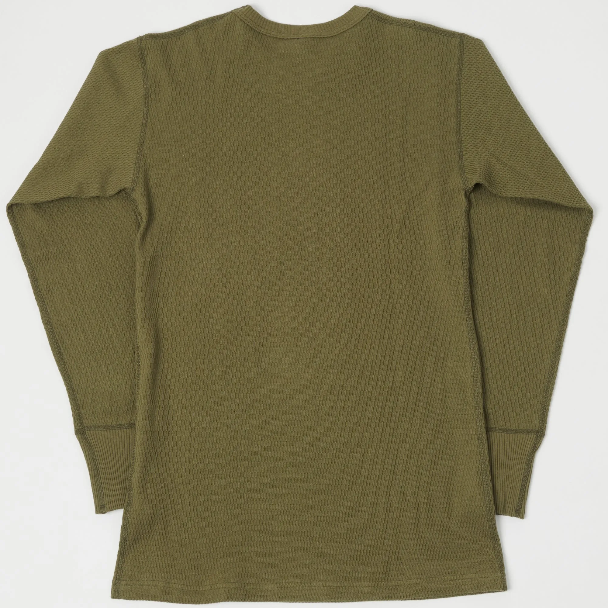 Warehouse 5903 LS Waffle Knit Crew Neck Tee - Olive Drab