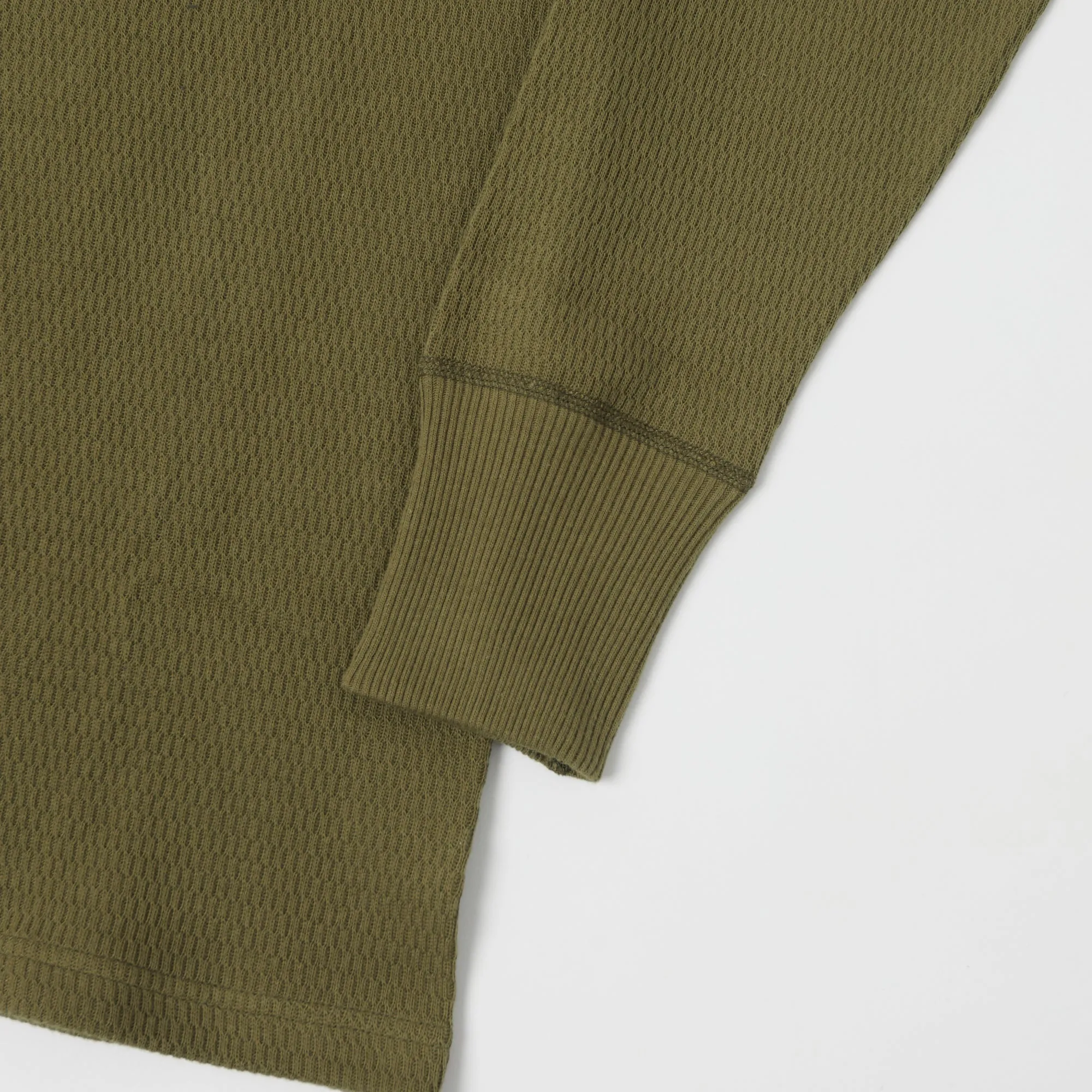 Warehouse 5903 LS Waffle Knit Crew Neck Tee - Olive Drab