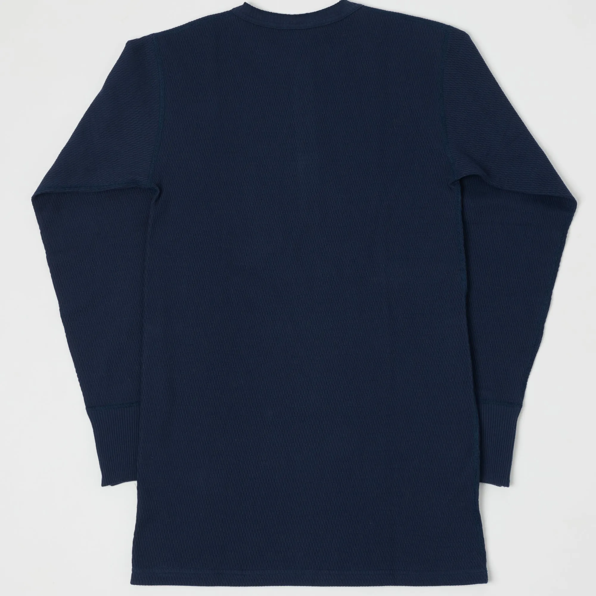 Warehouse 5904 LS Waffle Knit Henley - Navy