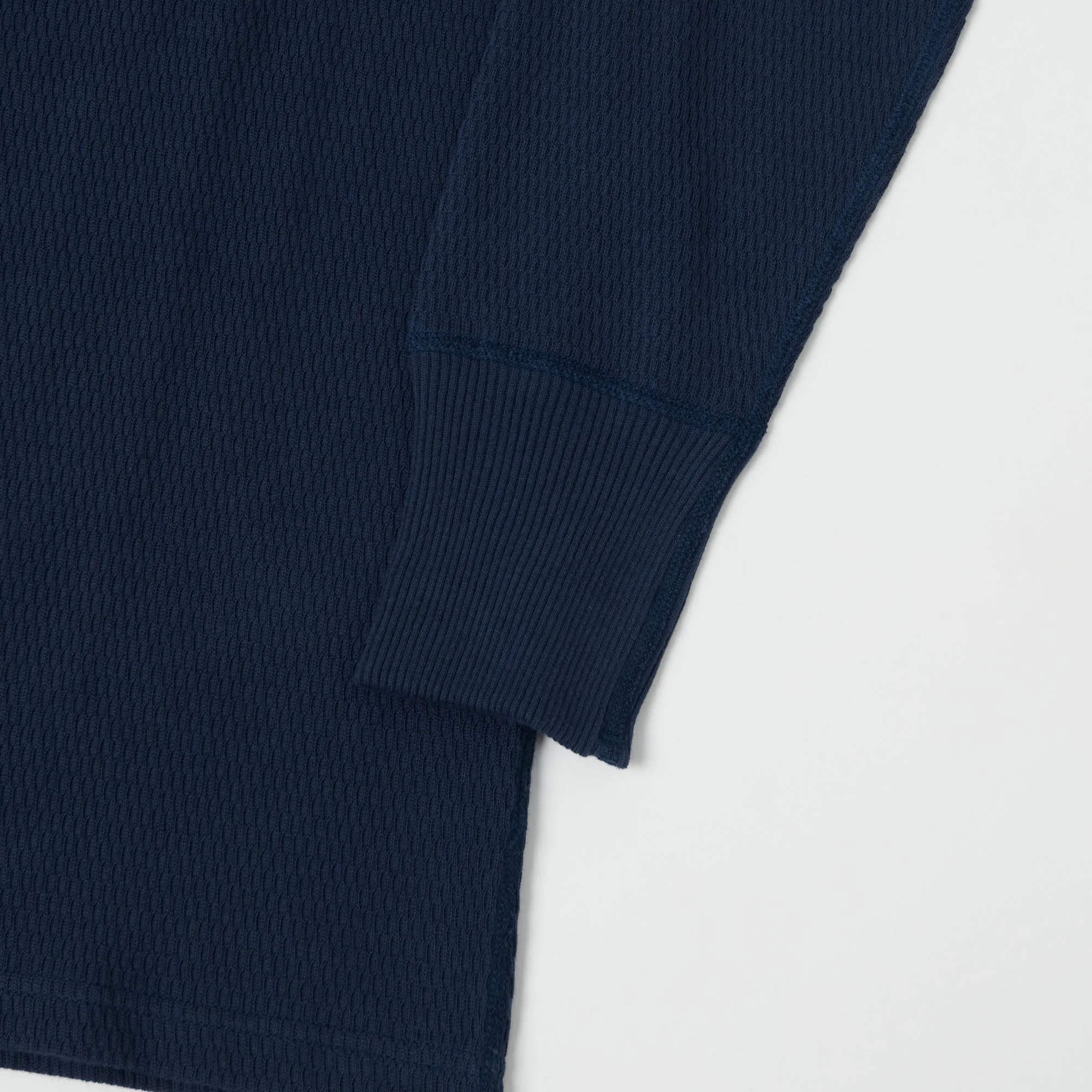 Warehouse 5904 LS Waffle Knit Henley - Navy