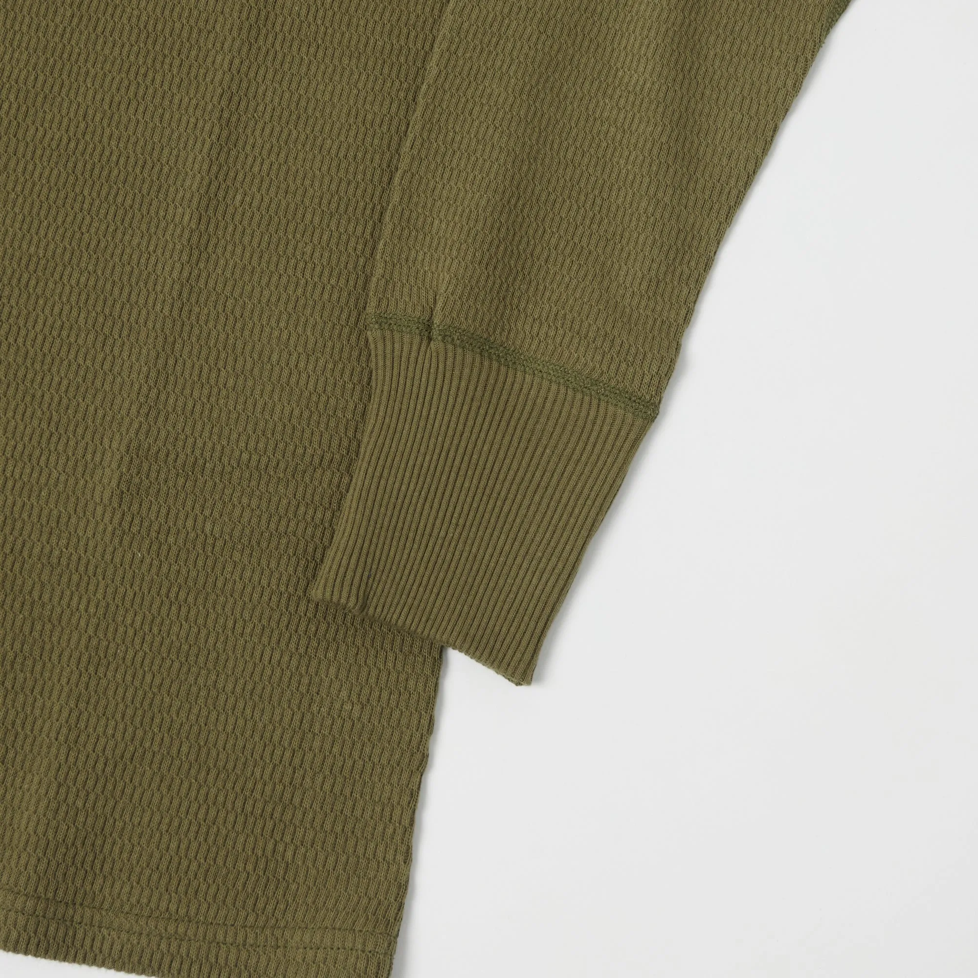 Warehouse 5904 LS Waffle Knit Henley - Olive Drab