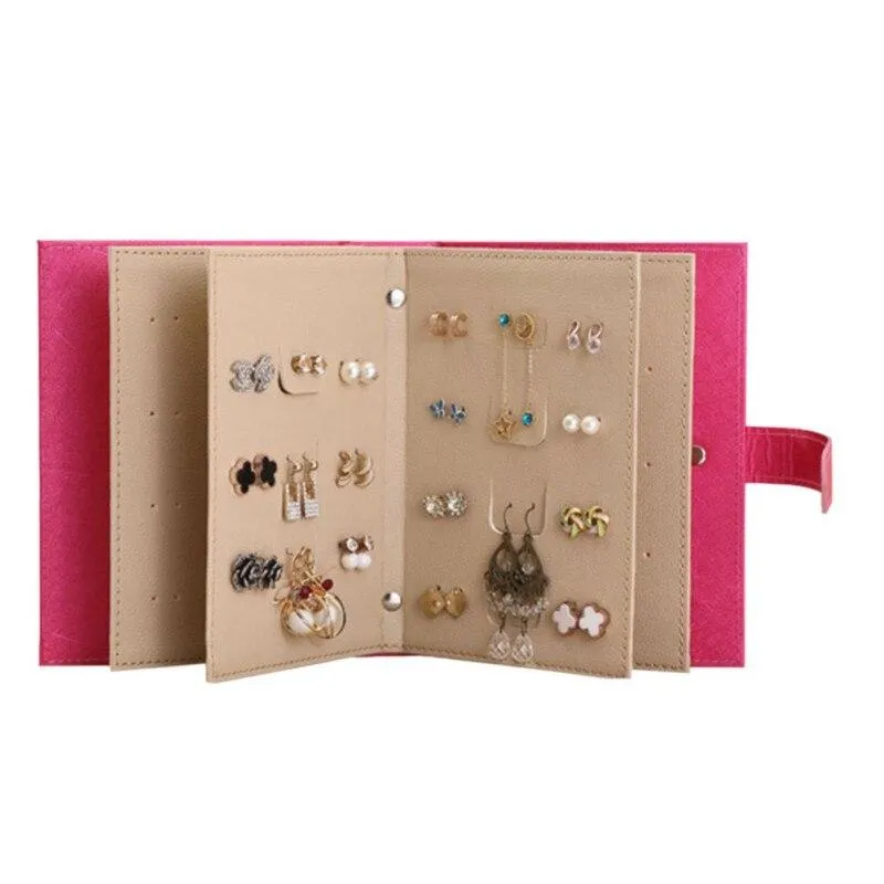 Women Makeup Stud Earring Collection Necklace Jewelry Book Storage Bag Gift Packaging Folding Earring Jewelry Storage Box Withou