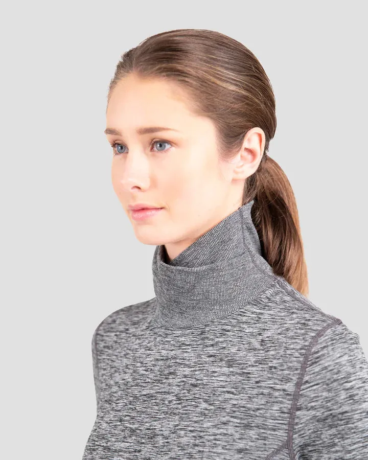 WOMEN'S CLOUD NINE MIDWEIGHT PERFORMANCE THERMAL TURTLENECK MEDIUM DARK GREY MELANGE