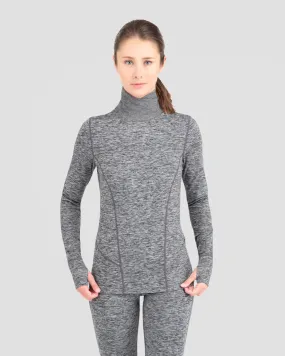 WOMEN'S CLOUD NINE MIDWEIGHT PERFORMANCE THERMAL TURTLENECK MEDIUM DARK GREY MELANGE