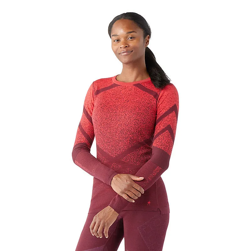 Women's Intraknit Thermal Merino Base Layer Pattern Crew (M30 - Black Cherry - Scarlet)