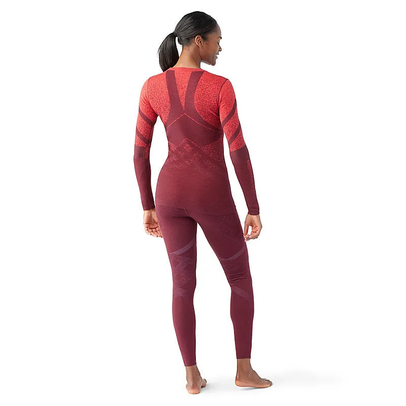 Women's Intraknit Thermal Merino Base Layer Pattern Crew (M30 - Black Cherry - Scarlet)