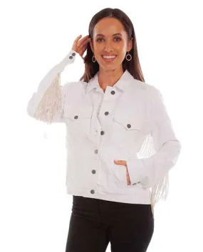 Women's Rhinestone Fringe Denim Jacket