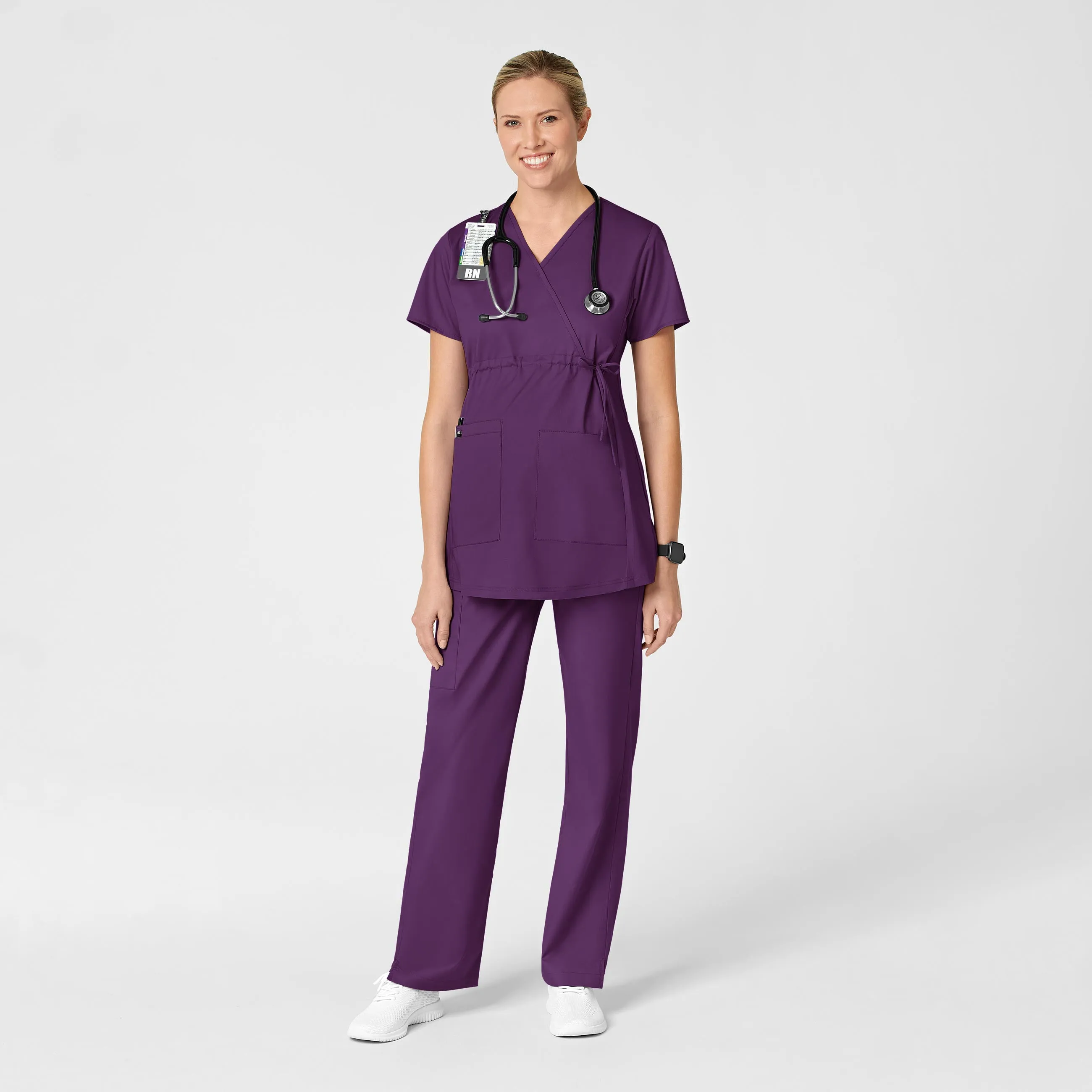 WonderWORK Maternity Cargo Scrub Pant - Eggplant