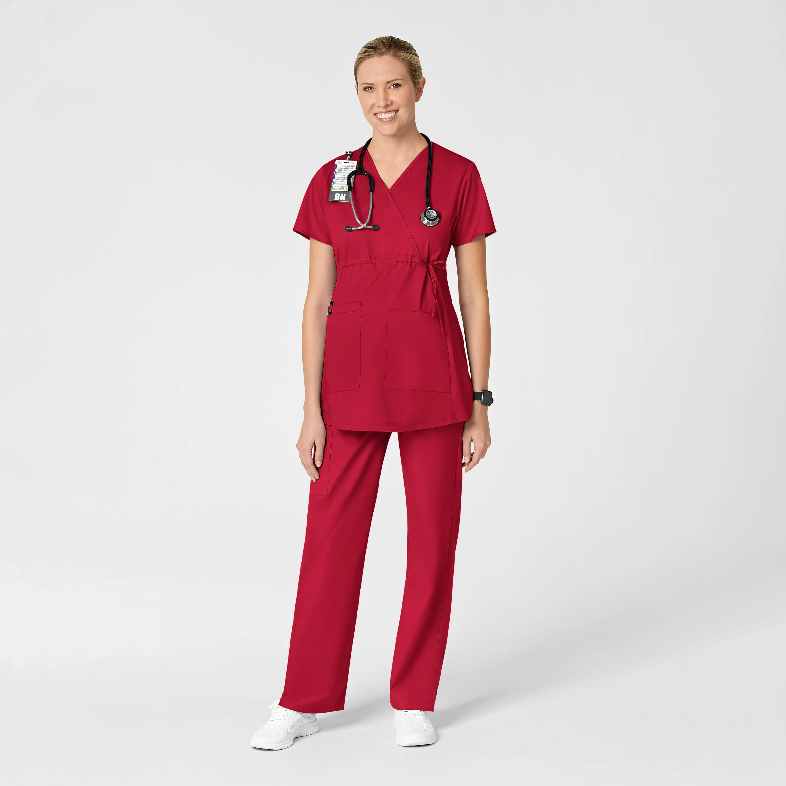 WonderWORK Maternity Cargo Scrub Pant - Red