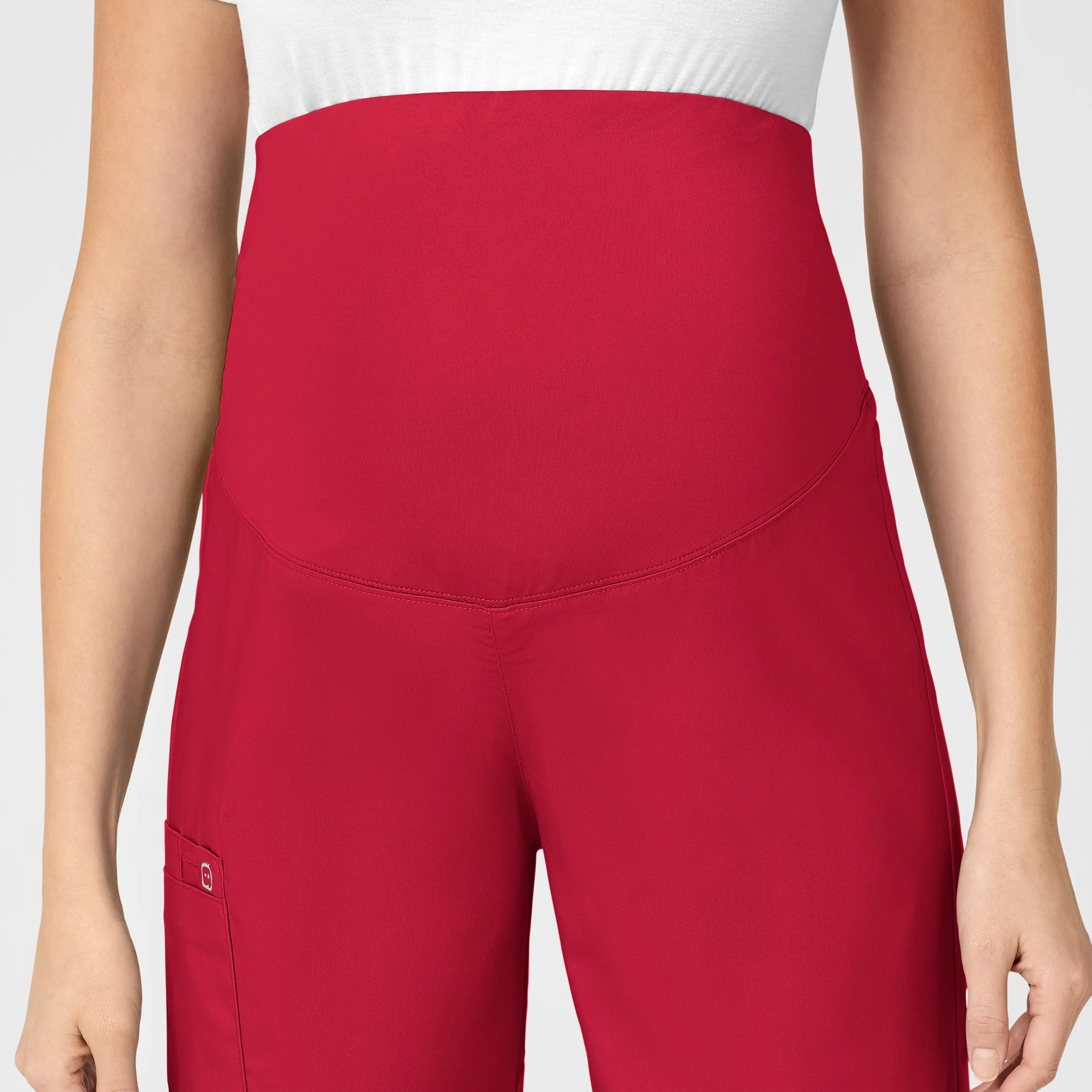 WonderWORK Maternity Cargo Scrub Pant - Red