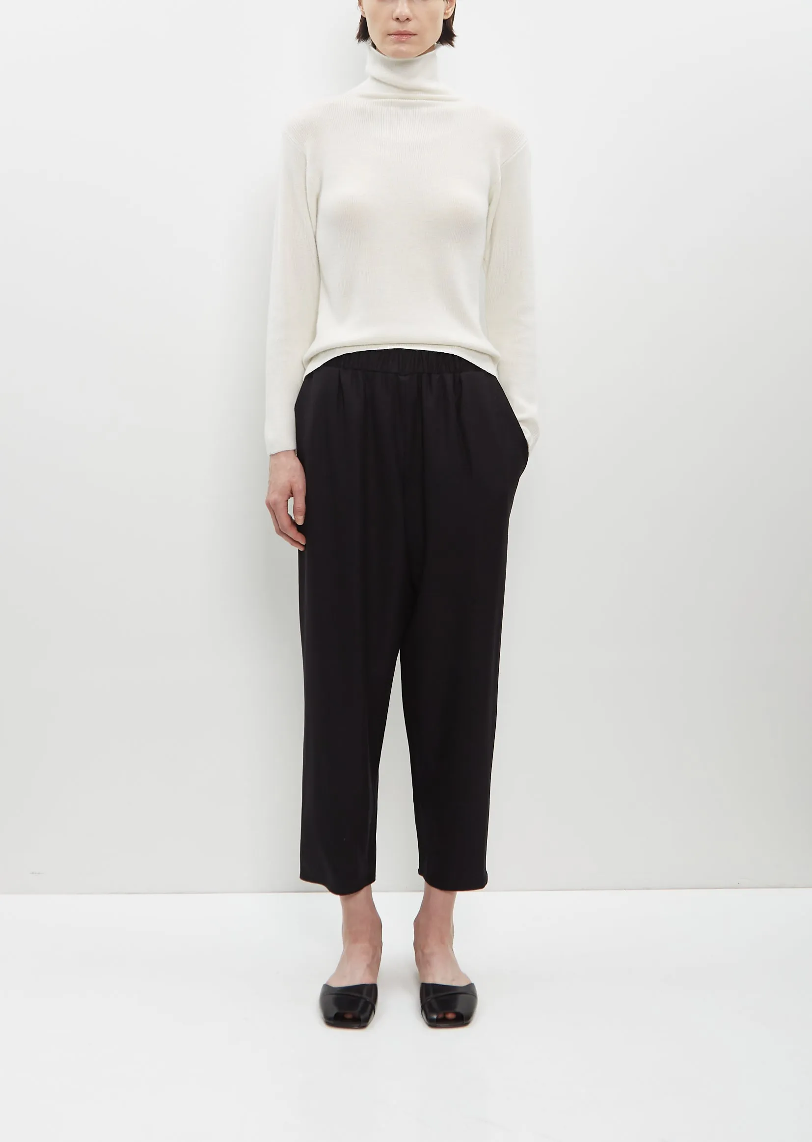 Wool Carrot Pants — Black