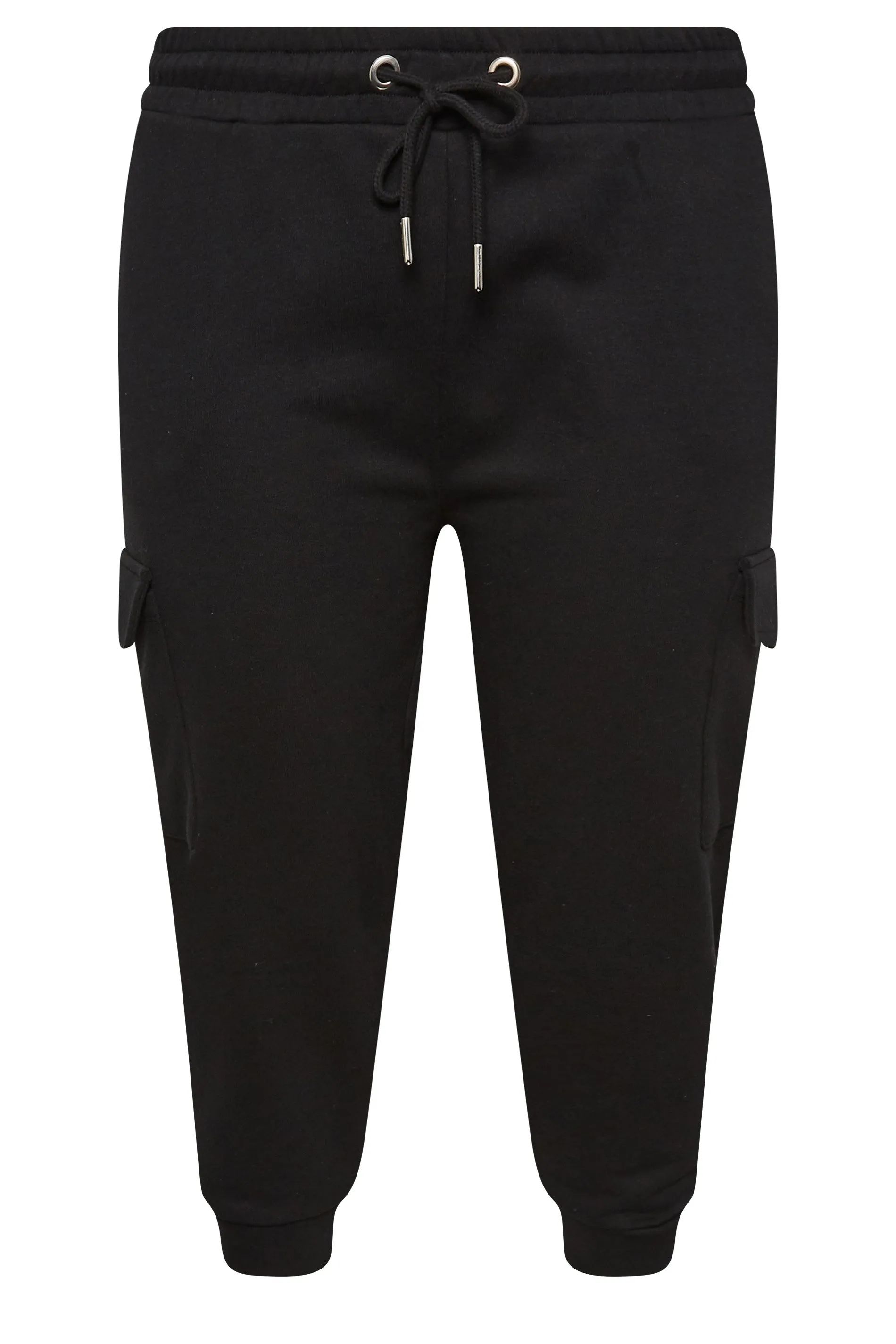 YOURS Curve Black Cargo Pocket Cropped Joggers