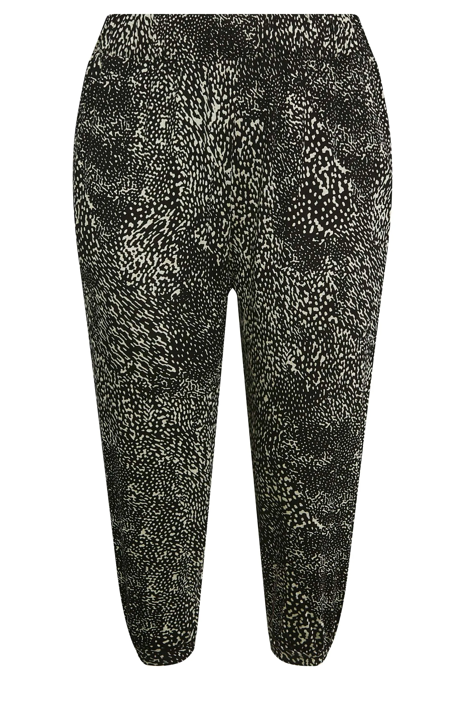 YOURS Curve Black Mixed Animal Print Cropped Harem Joggers