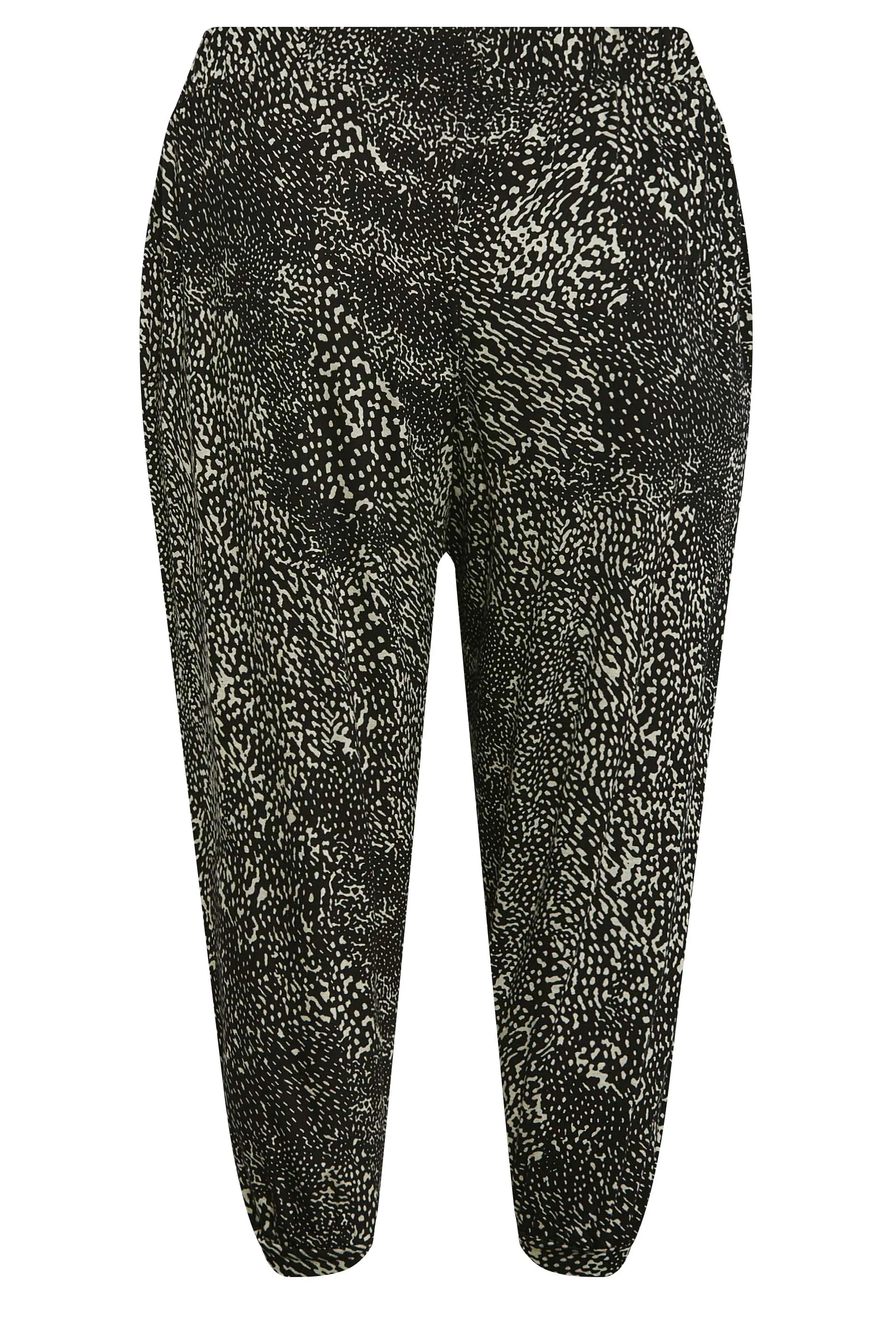 YOURS Curve Black Mixed Animal Print Cropped Harem Joggers