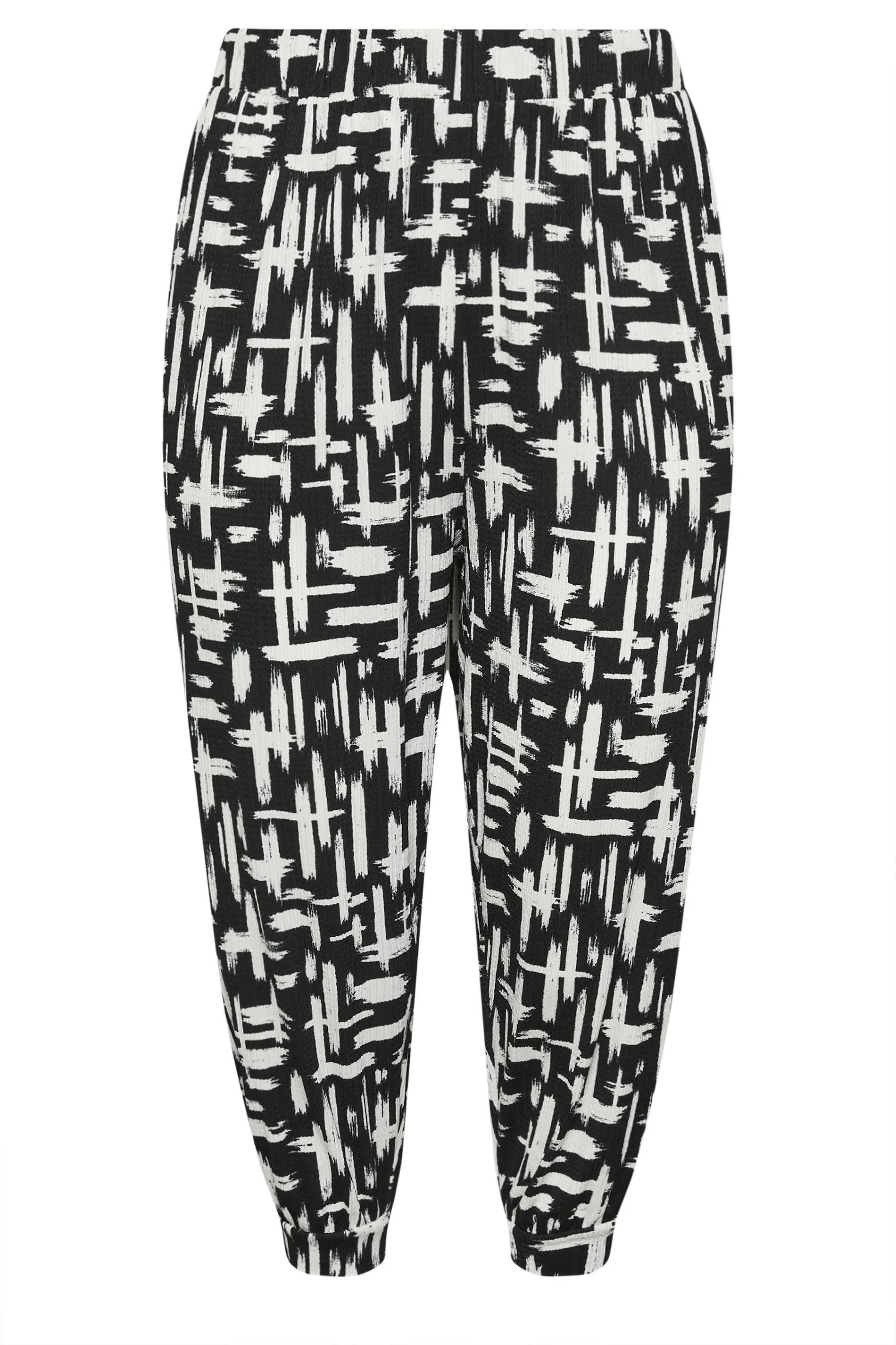 YOURS Curve Black Stripe Cropped Harem Joggers