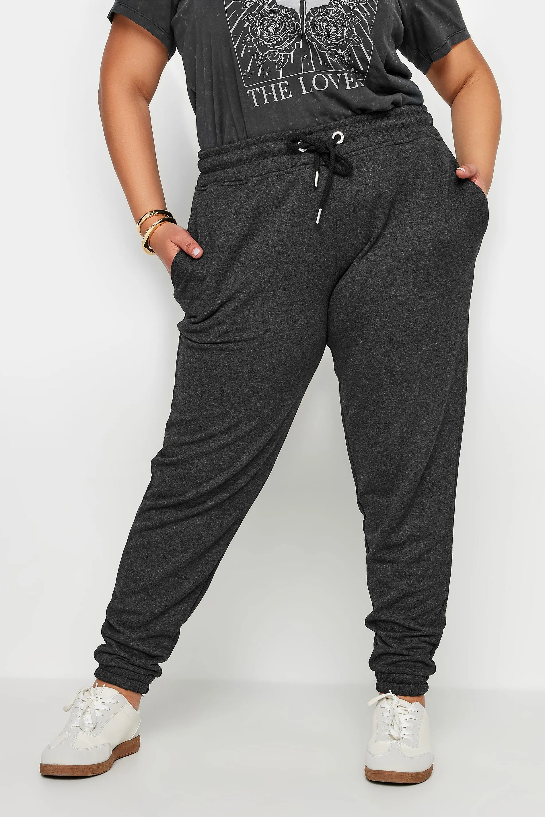 YOURS Curve Charcoal Grey Elasticated Joggers