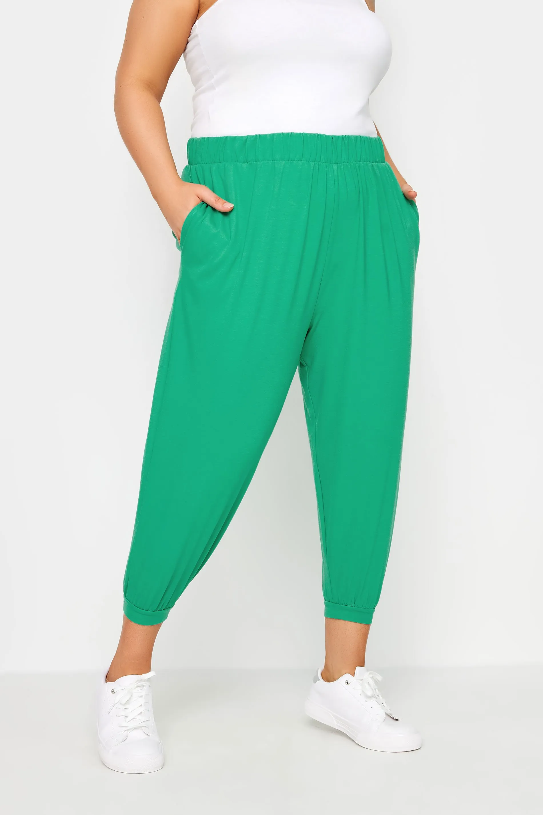 YOURS Curve Green Cropped Harem Joggers