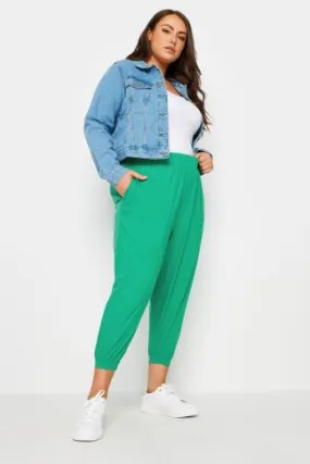 YOURS Curve Green Cropped Harem Joggers