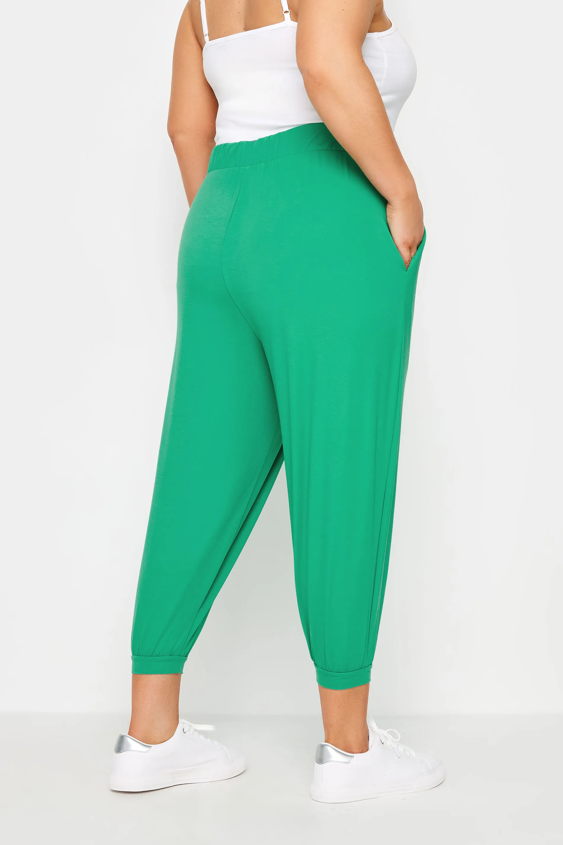 YOURS Curve Green Cropped Harem Joggers