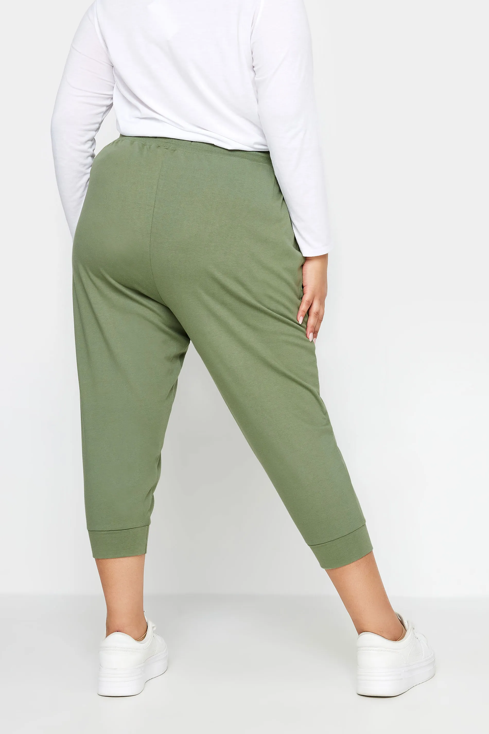 YOURS Curve Khaki Green Cropped Joggers