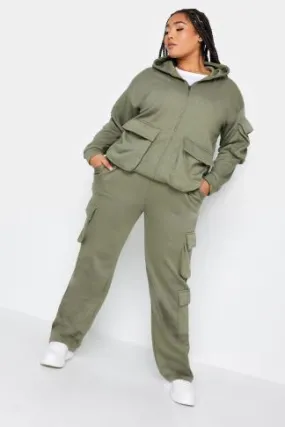 YOURS Curve Khaki Green Straight Leg Cargo Joggers