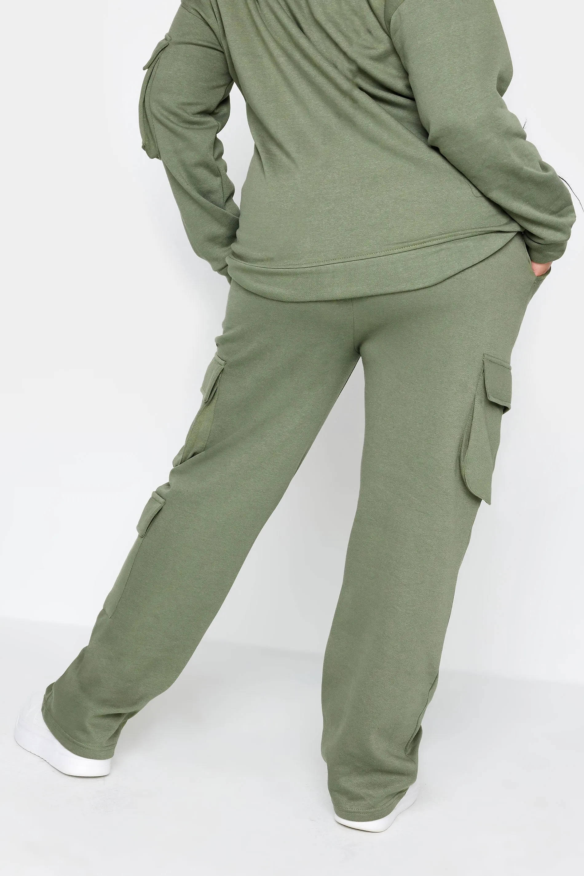 YOURS Curve Khaki Green Straight Leg Cargo Joggers