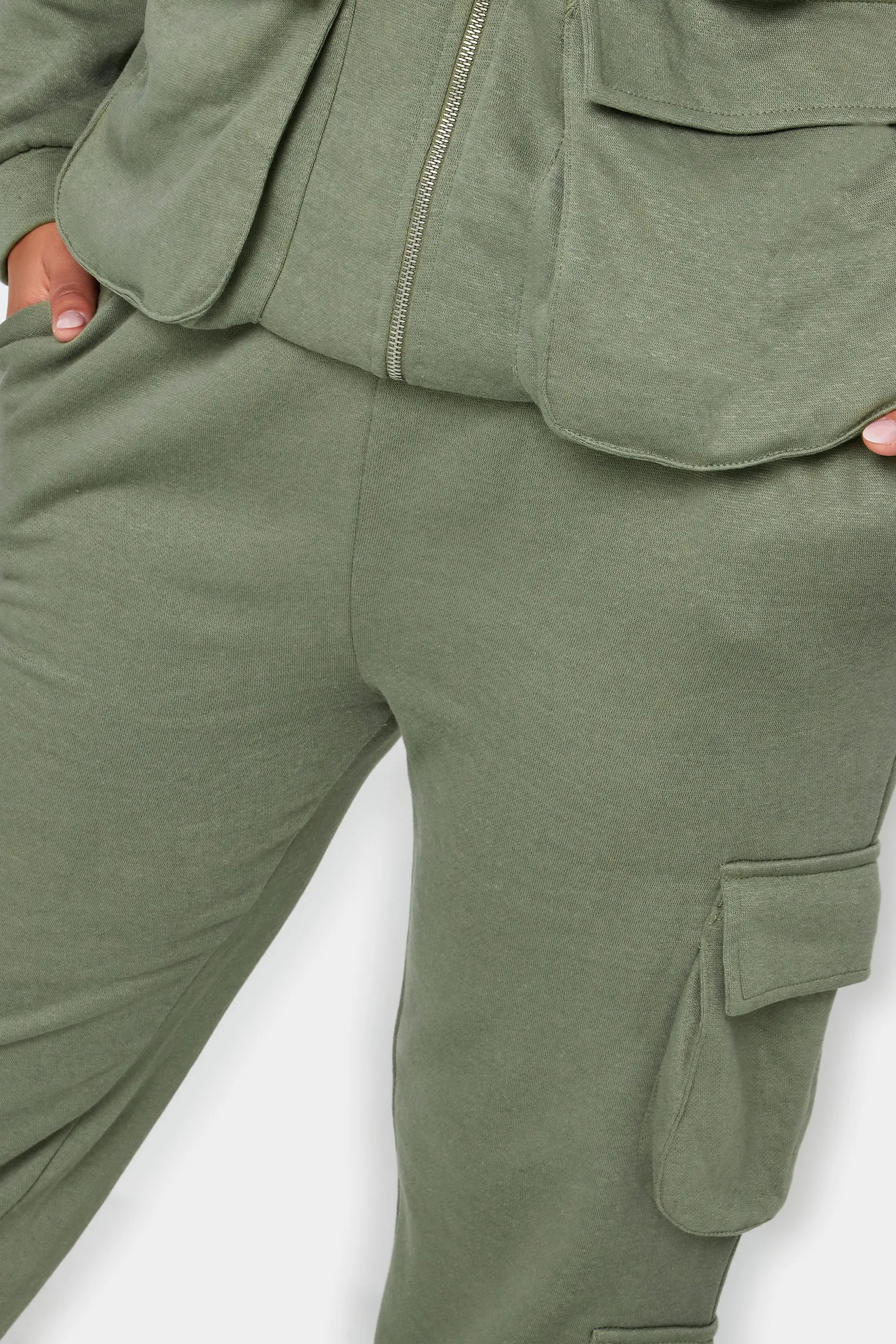 YOURS Curve Khaki Green Straight Leg Cargo Joggers