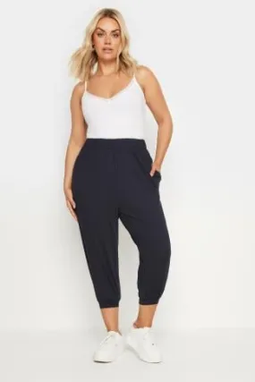 YOURS Curve Navy Blue Cropped Harem Joggers